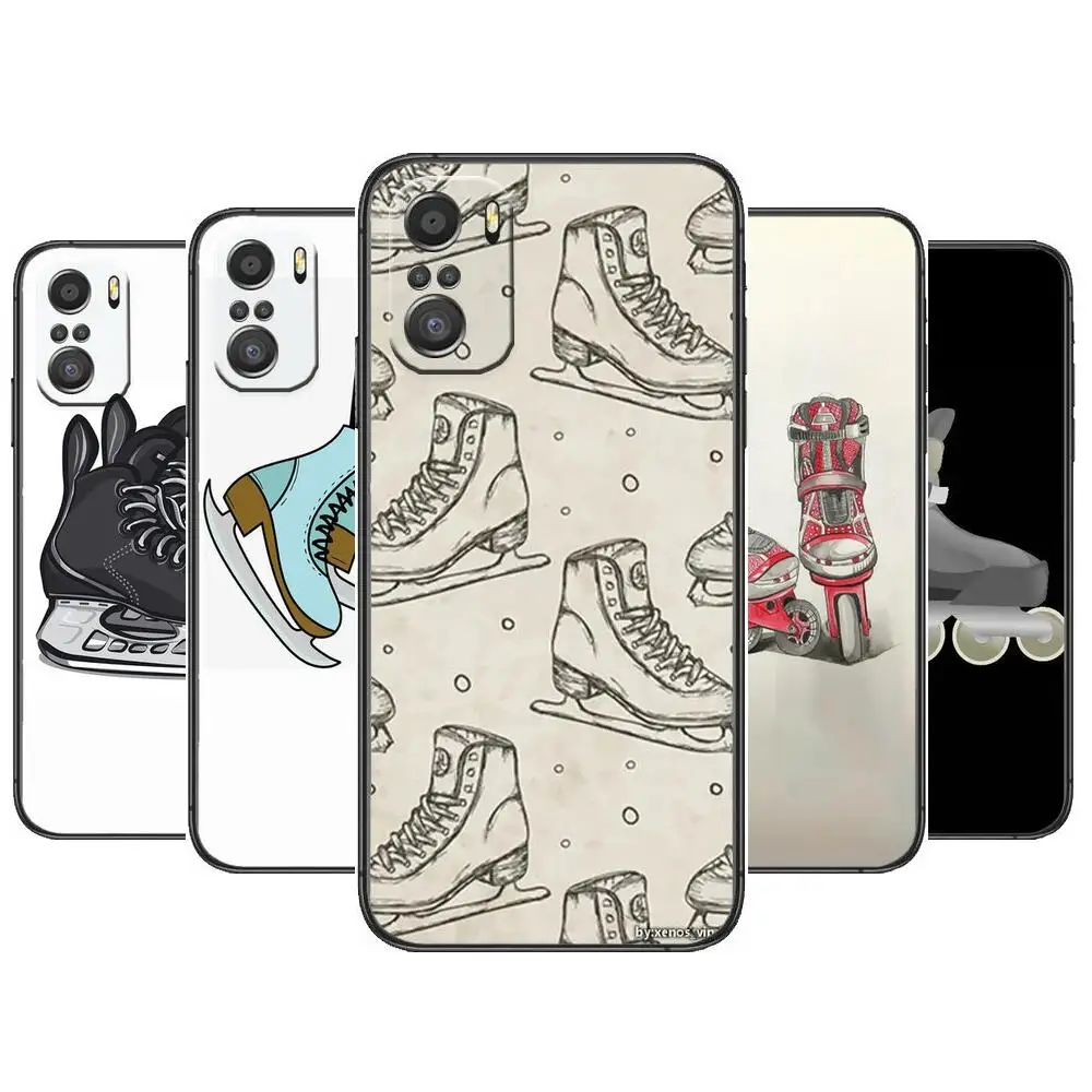

ice skates skate Phone Case For xiaomi redmi 11 Lite pro Ultra 10 9 8 MIX 4 FOLD 10T Black Cover Silicone Back Prett