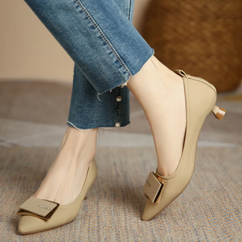 

High Heels Pointed Toe Shoes All-Match Branded Pumps Lace-Up Sandals Ladies Slip On 2023 Work Dress Professional Spikes Slimming