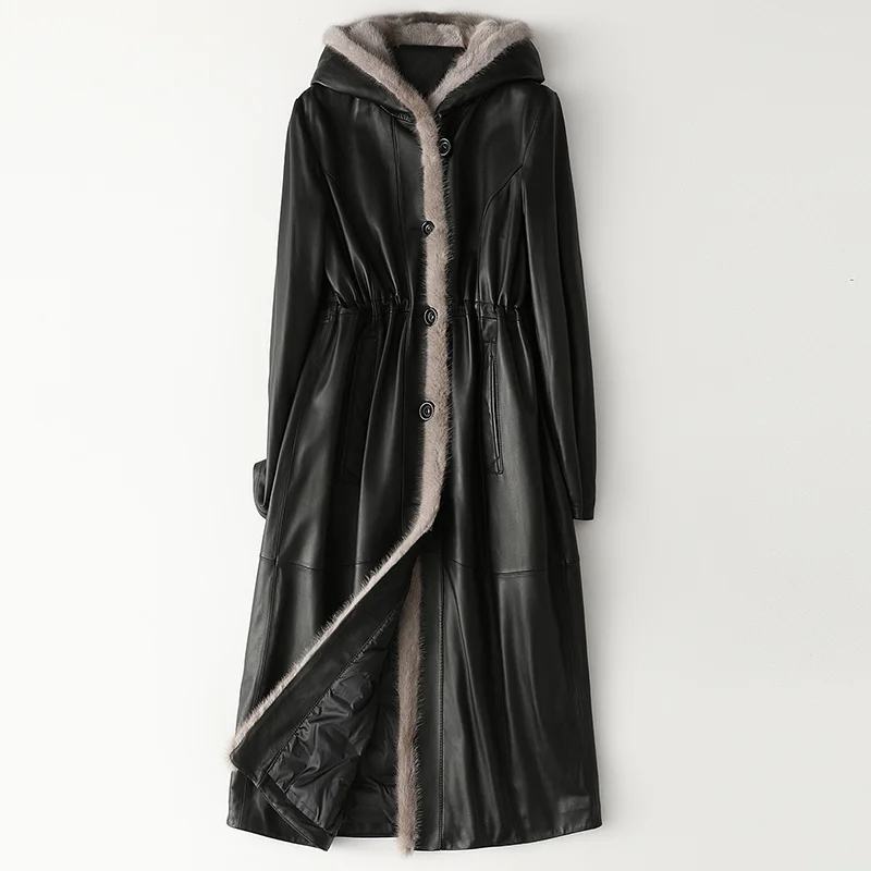

Genuine Leather Real Jacket Mink Fur Collar Sheepskin Down Coat Autumn Winter Coat Women Clothes 2023 Korean Vintage Tops ZT3973