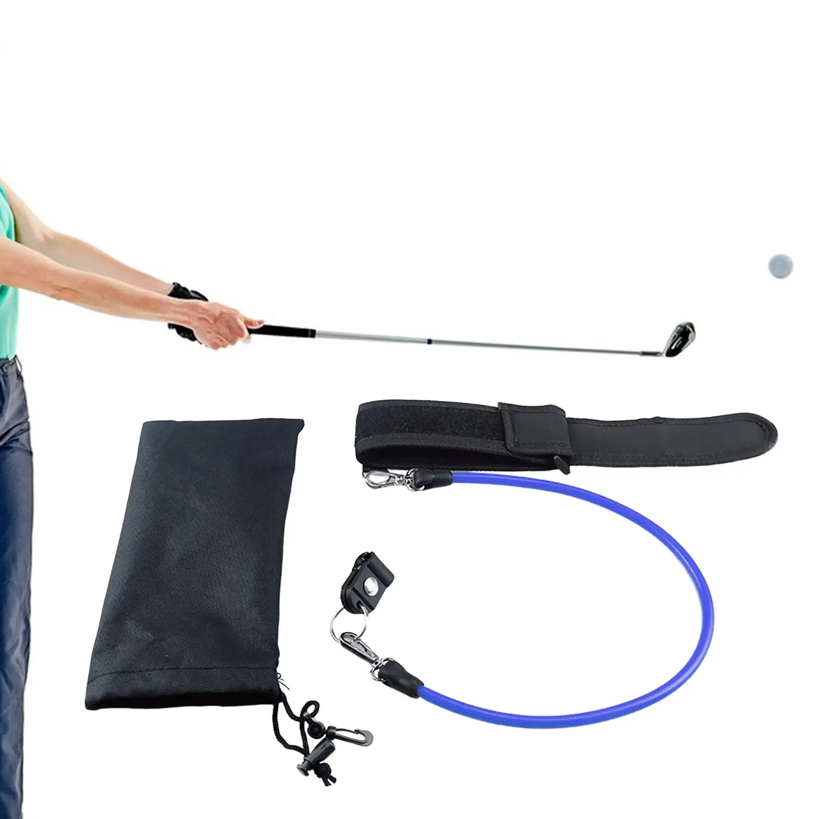 

Golf Swing Release Trainer Elastic Resistance Rope Portable Correction Tool Set and Arm Band for Strength Tempo Training