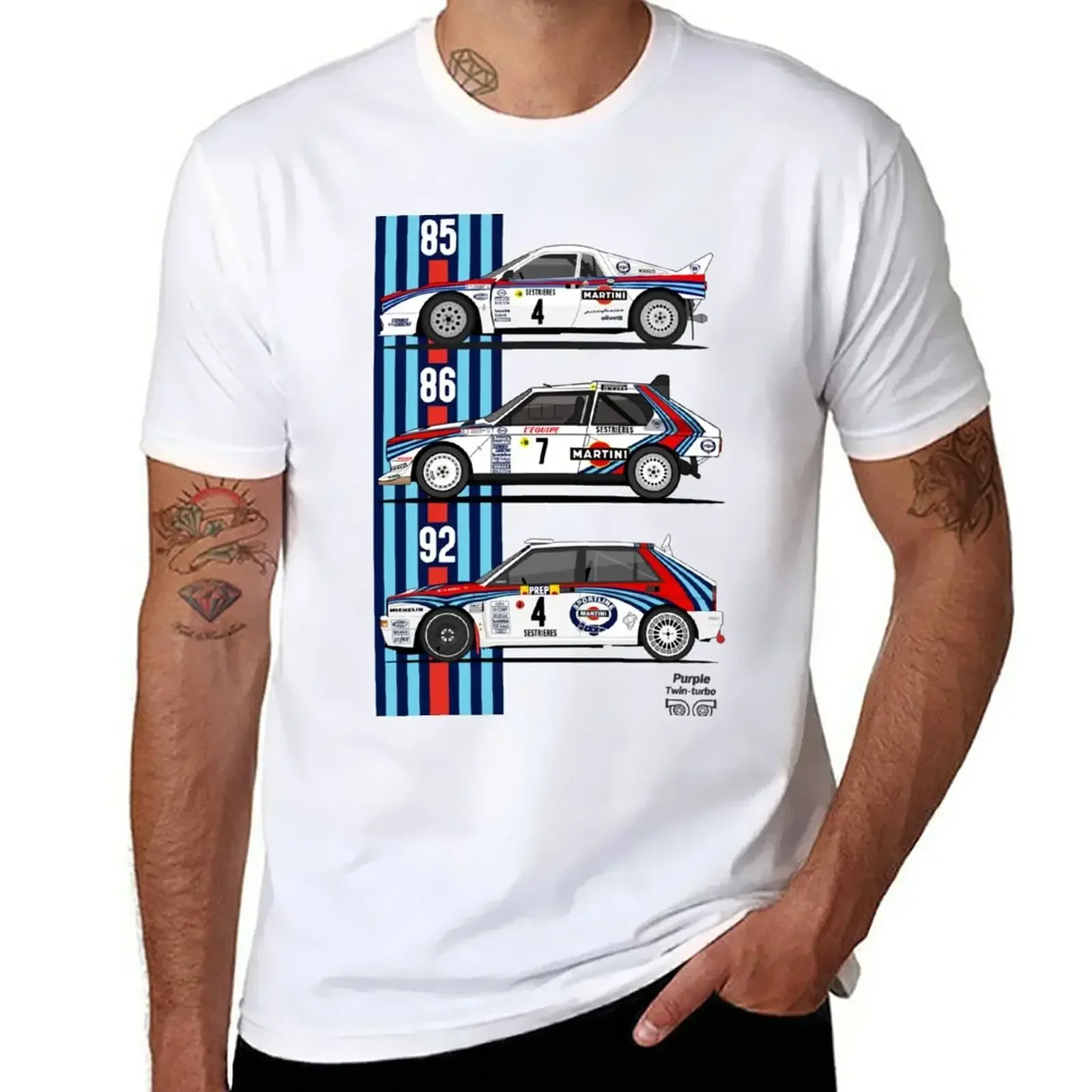 Футболка Lancia Martini Trio мужская с графическим рисунком белая футболка оверсайз для