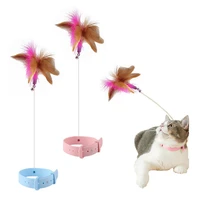 2pcs cat collar feather interactive cat toy funny teaser stick with bell kitten playing wand training toys for cats pet supplies