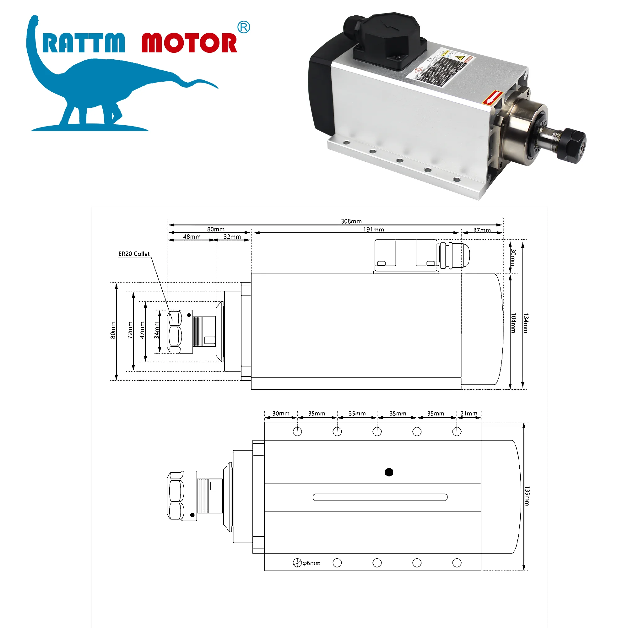 [CN/EU】 220V/380V CNC Шпиндельный двигатель для фрезерного станка с ЧПУ 3 КВТ