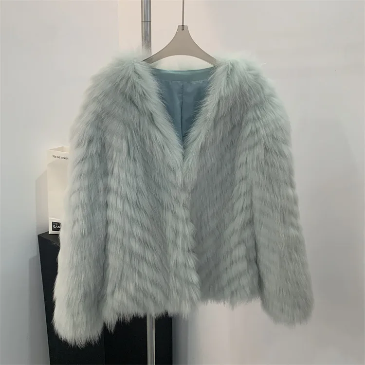2022 Real Fur Fox Fur coat new women's winter fur stripe coat