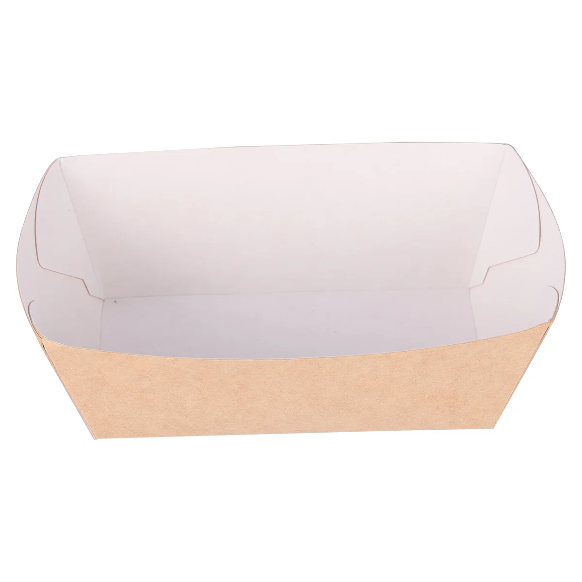 

100 Pcs Disposable Paper Food Serving Tray Kraft Paper Take-Out Box Boat Shape Snack Open Box French Fries Chicken Storage Tray