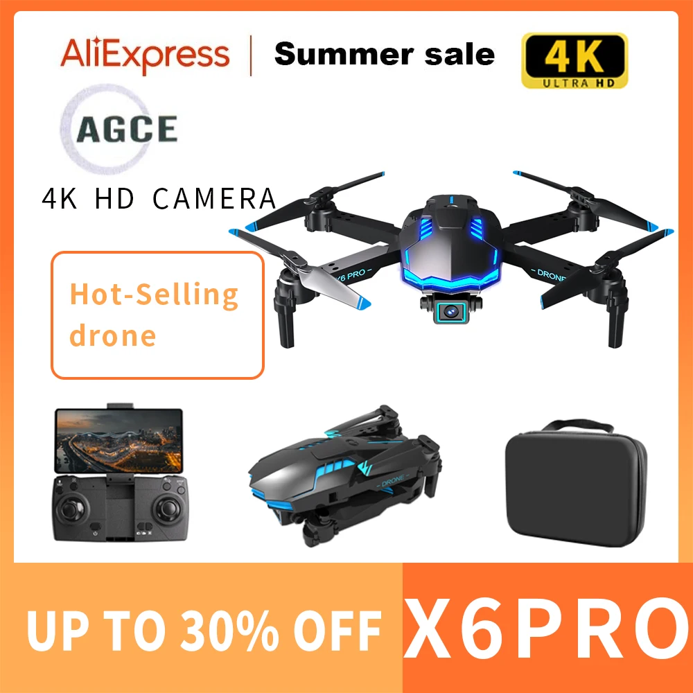 

AGCE New X6 Pro Drone 4K Professional HD Camera 2.4G Wifi FPV with Avoidance Optical Flow Foldable Quadcopter RC Helicopter Toys