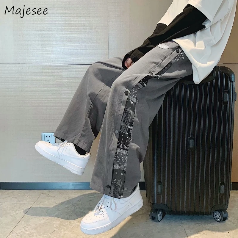 Men Casual Pants Summer Design Teens All-match Stylish Harajuku Fashion Popular Handsome Streetwear Teens Trousers Wide Leg Male