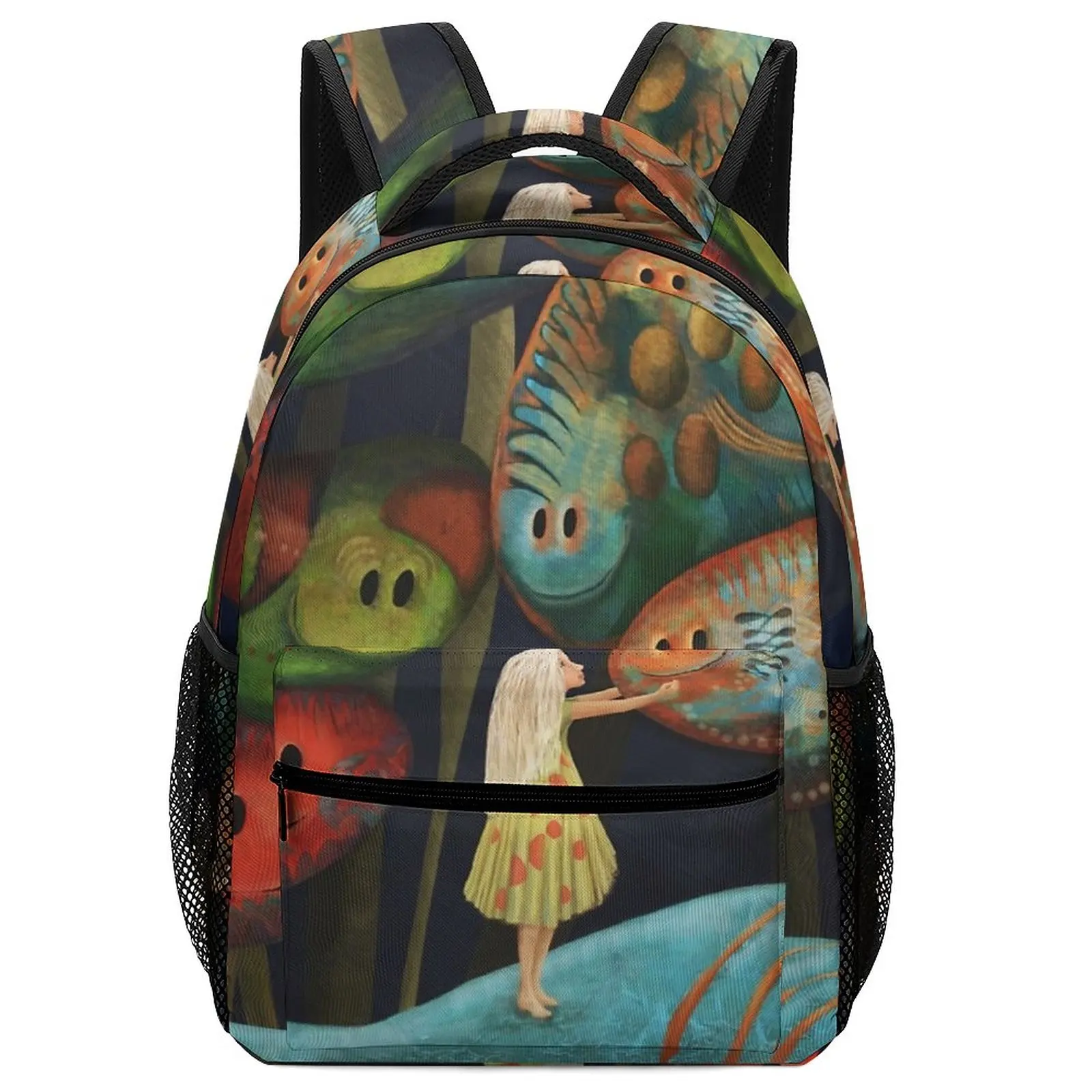 2022 New My Fascinating Friends Art Elementary Student Bag for Girls Boys School Bags for Teenagers Black Backpack Korean Style