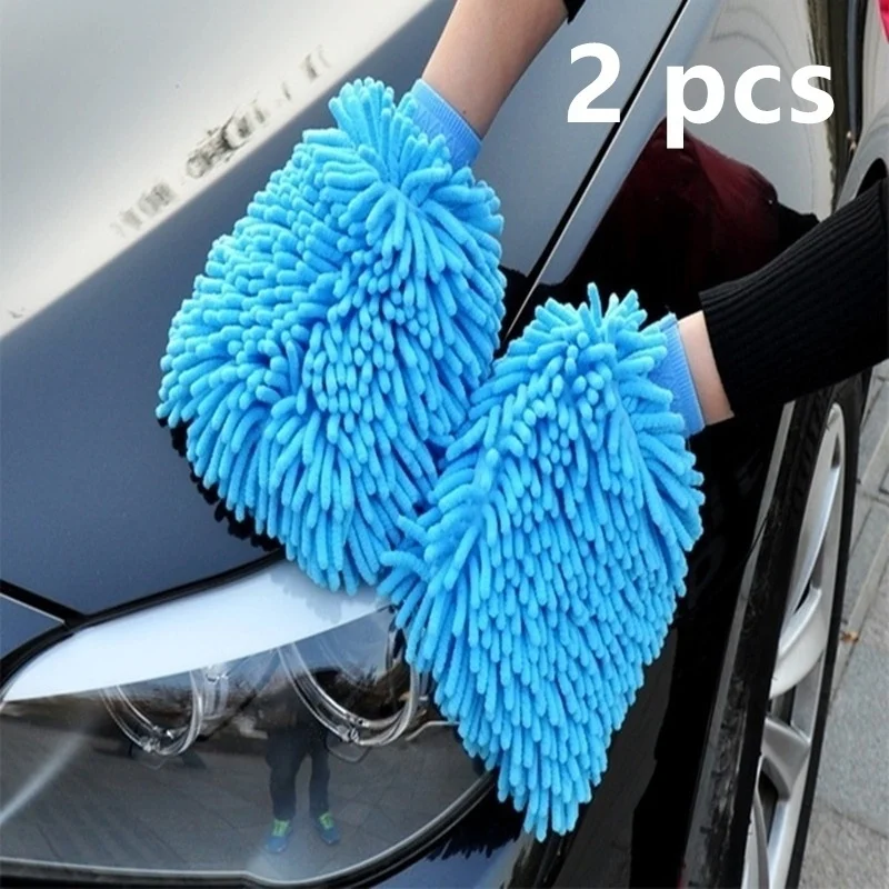 1pc/2pc Two Sided Coral Velvet Gloves Car Wash Gloves Automobile Supplies 22*15cm(Random Color)
