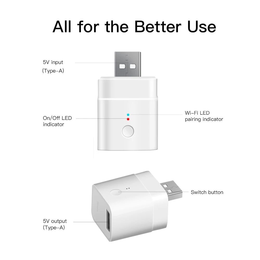 Адаптер SONOFF Micro USB 5 В для умного дома wi-fi переключатель беспроводной USB-адаптер