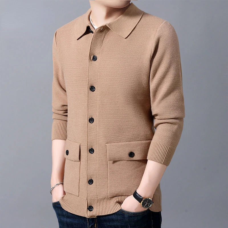 Men's Spring and Autumn Trend Knitted Cardigan Sweater Korean Knitted Coat Casual Exterior Jacket Men's Wear