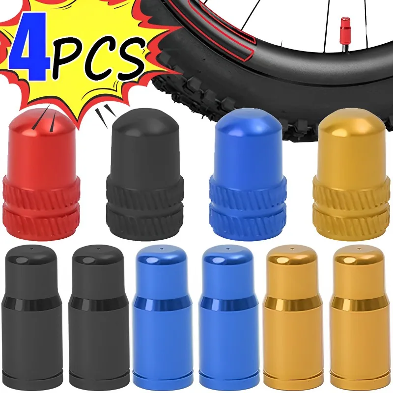 

4 шт., алюминиевые колпачки для клапана велосипедной шины, ультралегкие колпачки для клапана горного велосипеда, защита клапана Presta/Schrader, аксессуары для велосипеда