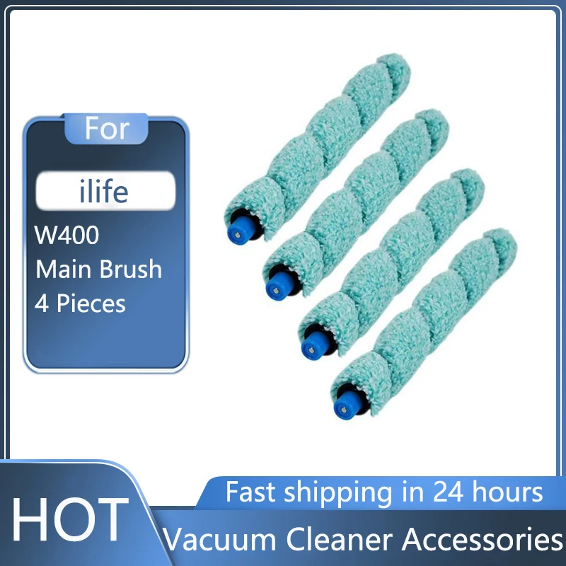 

4Pcs Floor Washing Robotic Cleaner Main Brush Replacement for Ilife W400 Floor Washing Robot Parts Accessories