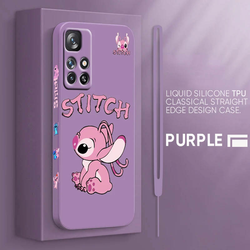 

Stitch Lilo Disney Love Phone Case For Xiaomi Redmi 10 10X 9 9A 9T 9AT 8 8A 7 K50 Gaming Pro 4G 5G Liquid Left Rope Cover Fundas