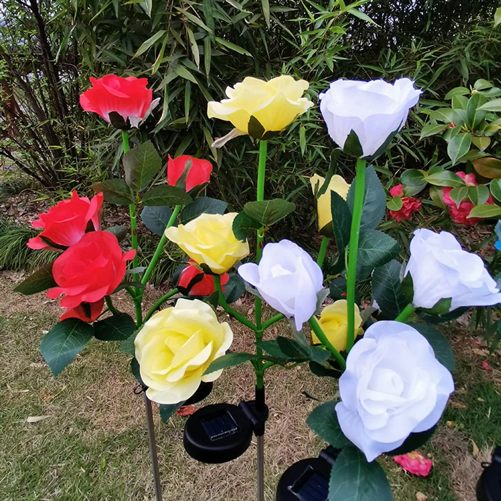 

2pcs Rose Flower Solar Light 5 LED Christmas Party Fairy Lamp Outdoor Garden Yard Path Lawn Ground Landscape Night Decoration