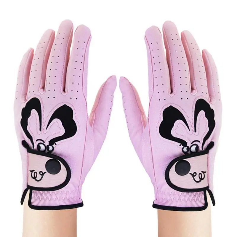 

Golf Gloves Women PU Cartoon Rabbit Golf Glove Breathable Comfortable Sport Gloves Anti-Slip For Both Hands