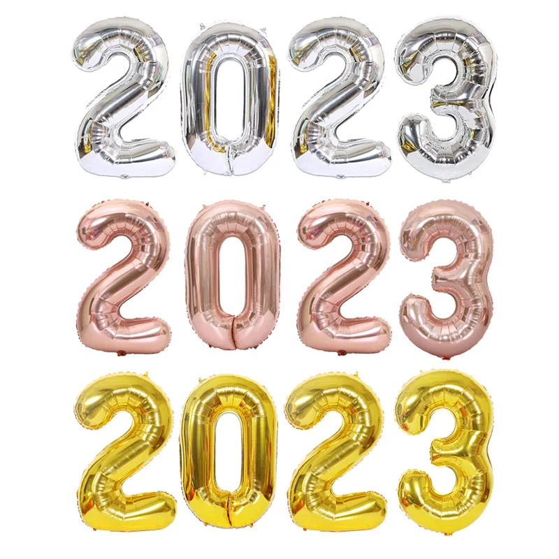 

32/40 Inch 2023 Balloon Set New Year Party Decoration 2023 Foil Balloon Christmas New Year Decoration Balloon Wholesale