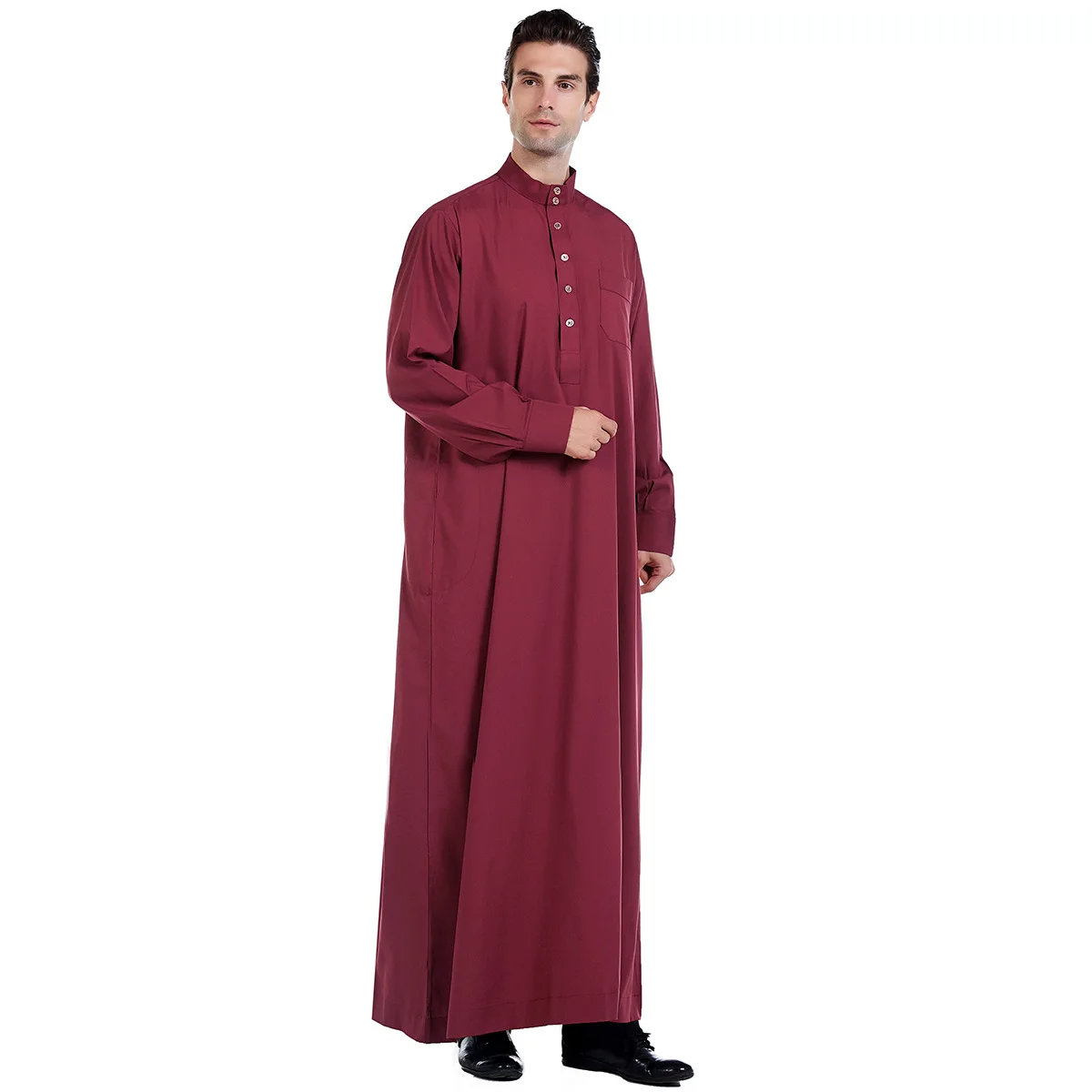 2022 Abaya Muslim Dress Pakistan Islamic Clothing Mens Arab Robe Saudi Arabia Jubba Thobe Kleding Mannen Kaftan Oman Qamis Homme