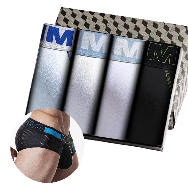 

Трусы-джоки Мужские дышащие, пикантное нижнее белье, хлопковые Трусы-слипы, брифы для геев, 4 шт.