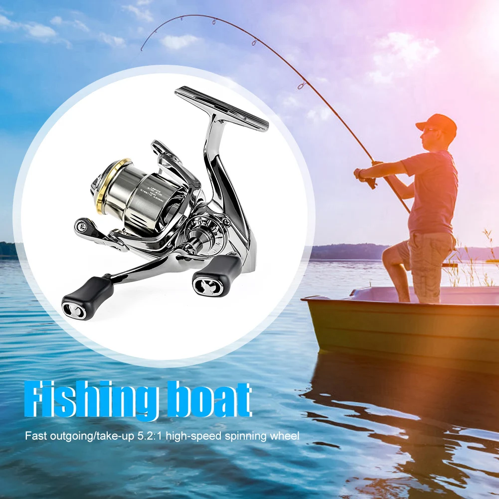 

Рыболовная Катушка 5,2: 1, спиннинговая Рыболовная катушка, Рыболовная катушка с двойным качающимся рычагом, Ультралегкая катушка с мелкой нитью для пресной и соленой воды