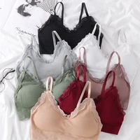 fashion threaded beauty back wrap chest tube top crop top women lace soft seamless sports lingerie tee bra bandeau top tank