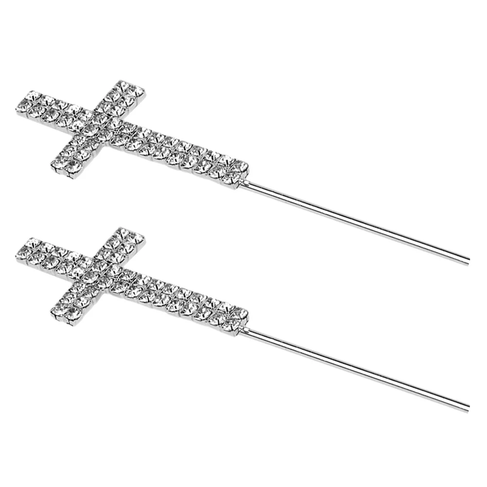 

2 Pcs Wedding Topper Funny Cupcake Picks Jesus Party Fruit Picks Cross Topper Birthday Cake Picks Rhinestone Cupcake Toppers