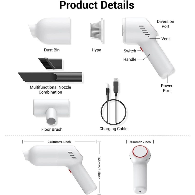 8000Pa пылесос беспроводной мини перезаряжаемый ручной с сильным всасыванием