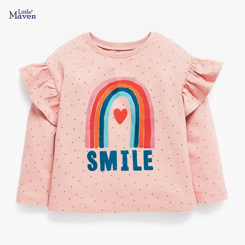 

Хлопковая футболка с длинным рукавом для девочек, на весну и осень