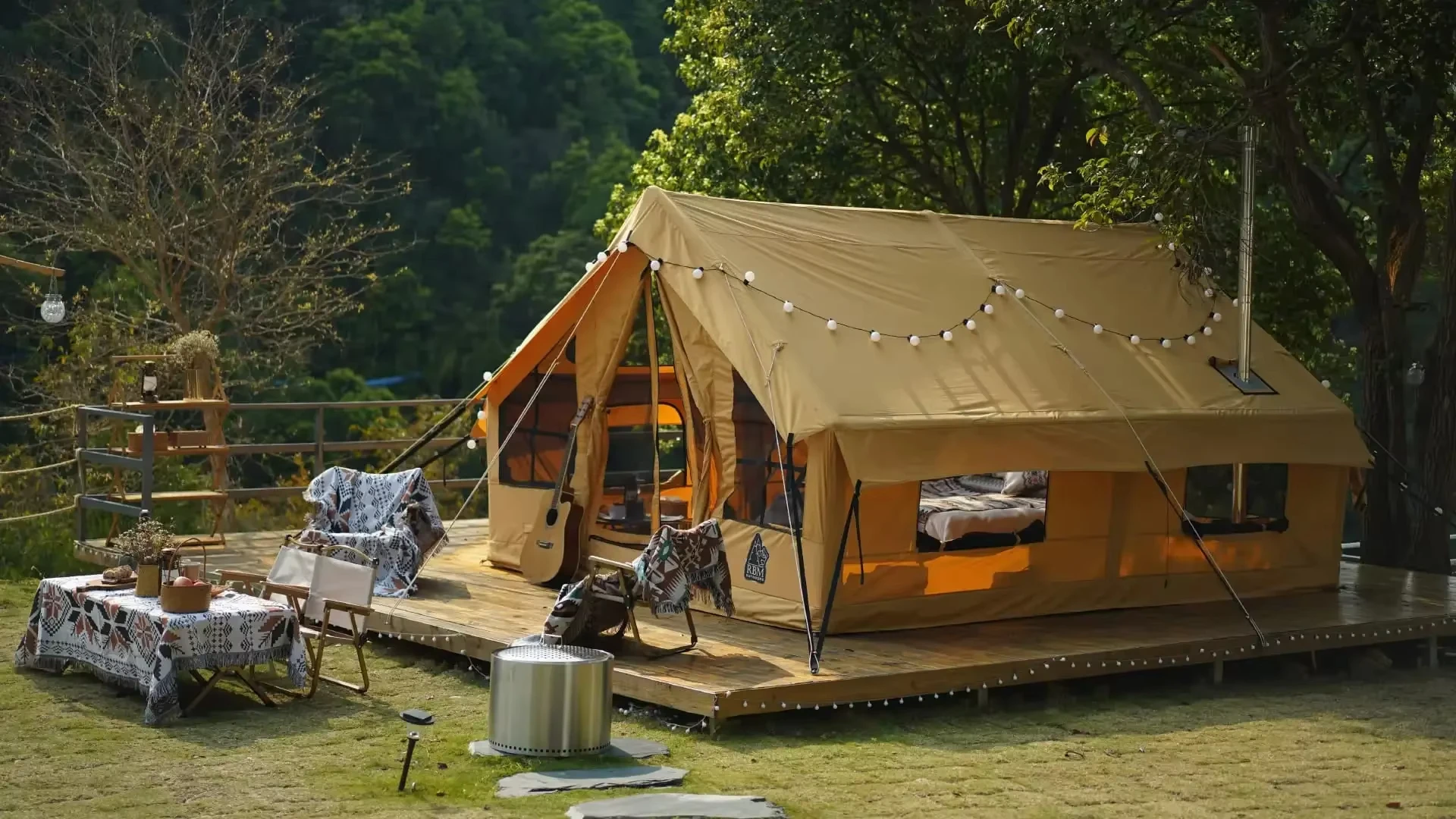 Premium Inflatable Tent &quotPanda air&quot Large Outdoor roof tents Best for 1-6 person camping air pole cotton tent family party