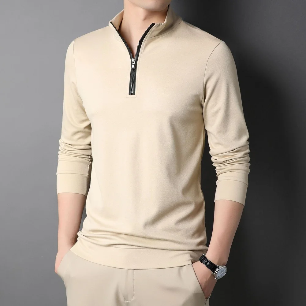 

Stand Collar Shirt Men Casual Shirt Streetwear Pure Color Lightweight Men Work Wear Clothes Breathe Autumn and Spring Shirts