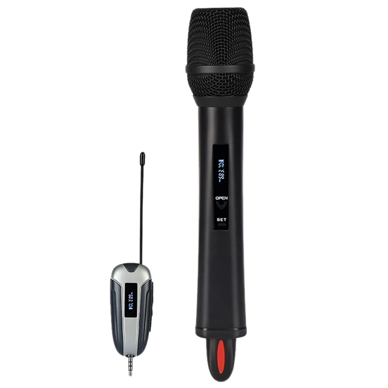 

Wireless Microphone UHF Metal Dynamic Mic System with Rechargeable for Karaoke Singing Wedding DJ Party Speech