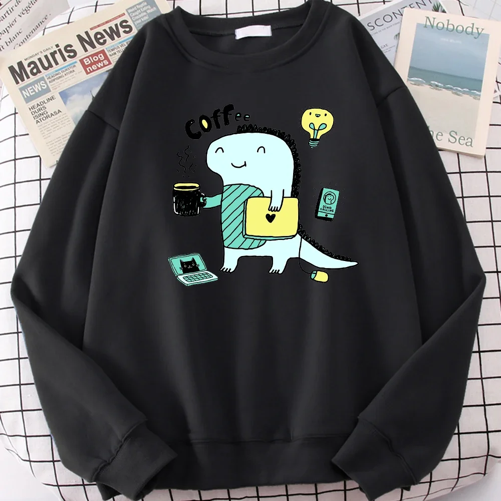 Женская кофта с капюшоном и принтом в виде маленького динозавра