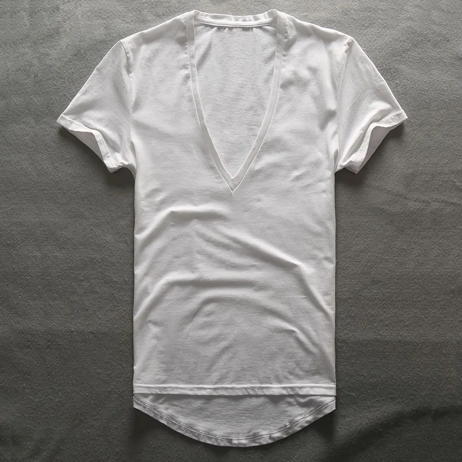 

7181 T-shirt Mannen Vlakte V-hals T-shirts Voor Mannen 2017 Mode Compressie Top Tees Mannelijke Vaders Dag