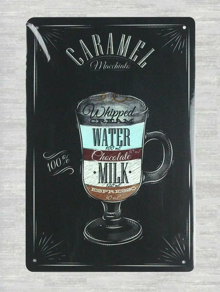 

Карамельный Macchiato, кафе, бар, паб, металлический знак, Настенный декор