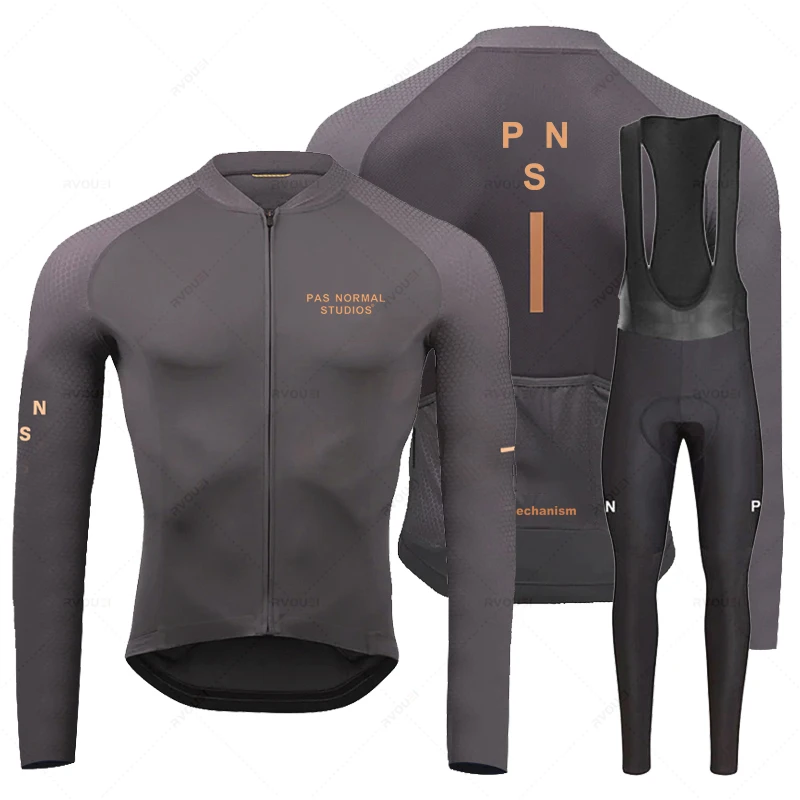 

Pns Team Breathable Long Sleeve Cycling Jersey Set Bib Pants Ropa Maillot Ciclismo Bicycle Clothing MTB Bike Uniform Men Clothes