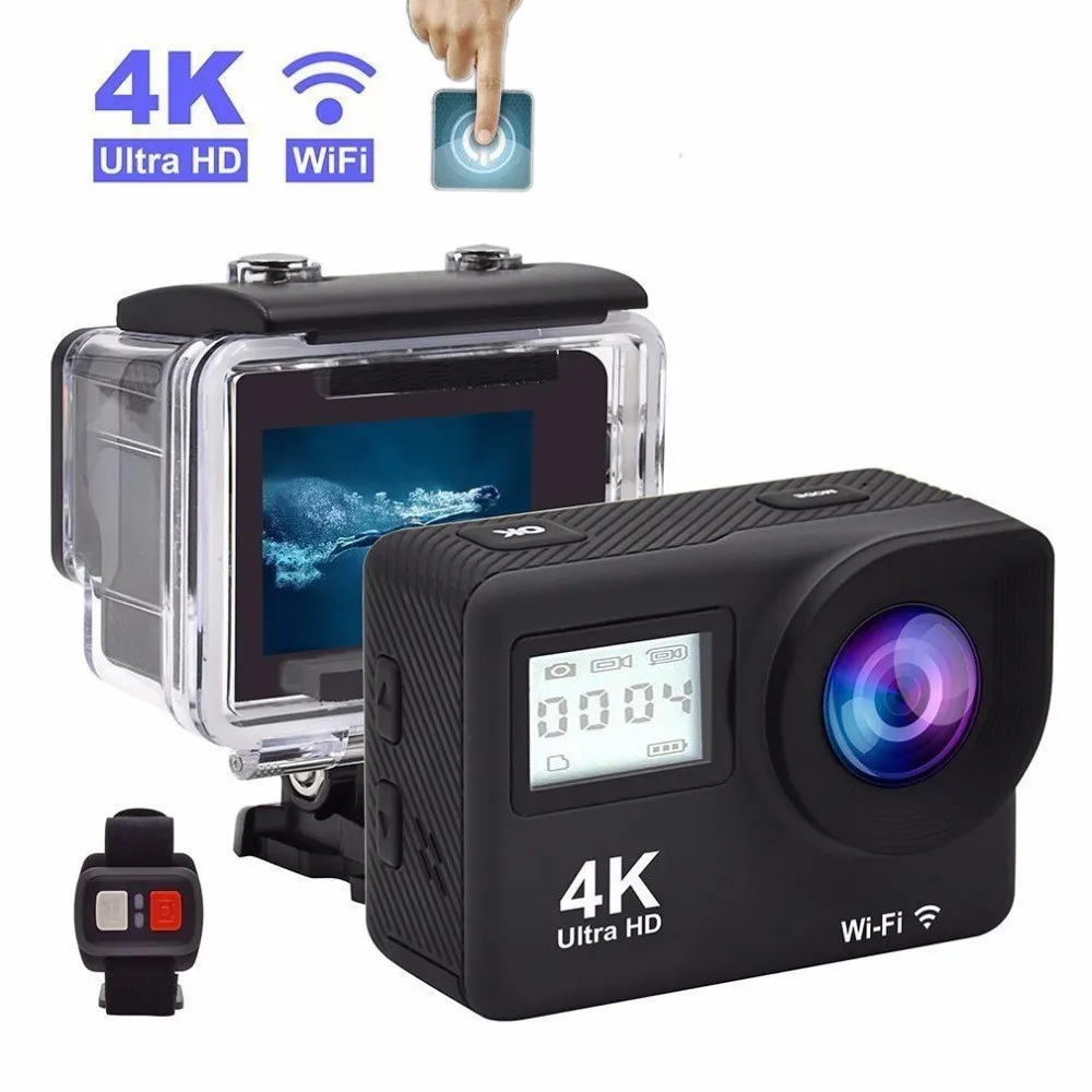 

New 4K Ultra HD Action Camera Double 2.0'' IPS LCD WiFi 16MP 30M Waterproof Pro Sport DV Helmet Video Camera With Remote Control