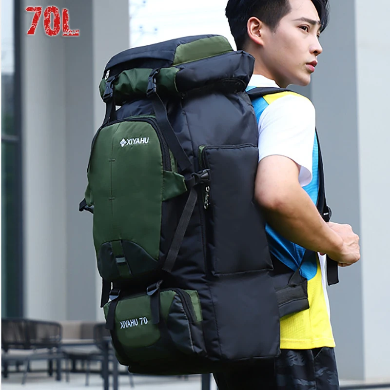 

Camping High Capacity Hiking Backpack Women Outdoor Travel Backpack Men Tactics Sports 70L Mountaineering Fishing Waterproof Bag