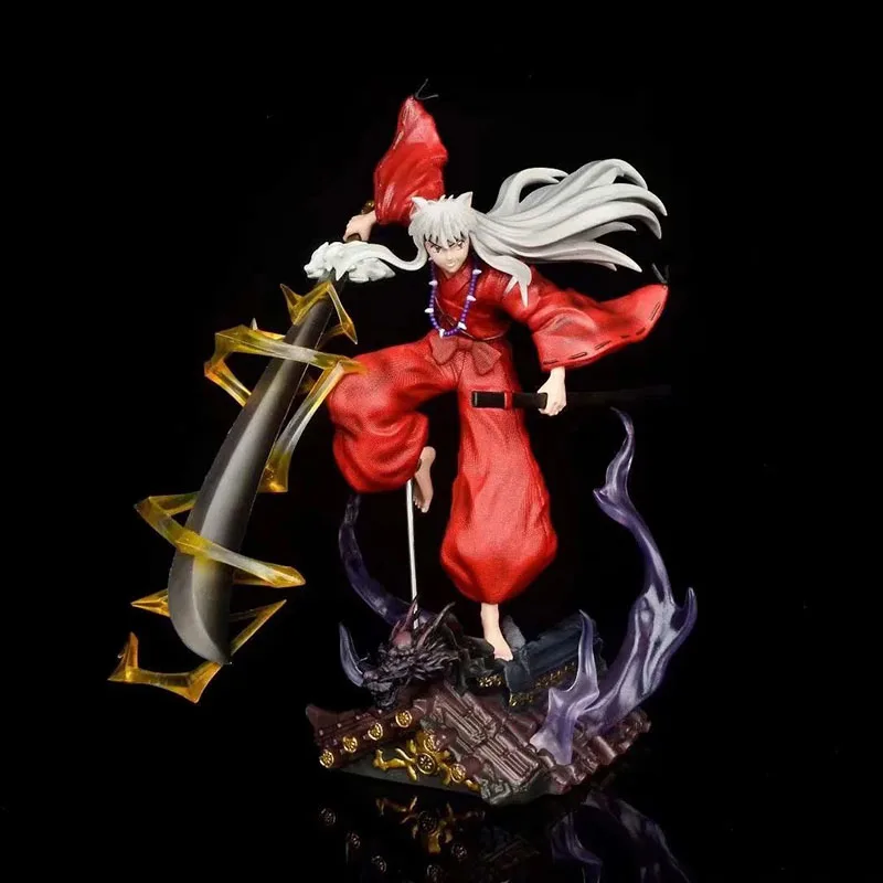 

High Quality Inuyasha Figure Toll Sesshoumaru Fighting Posture Version Rooftop Scene 36cm PVC Collection Model Birthday Peasant