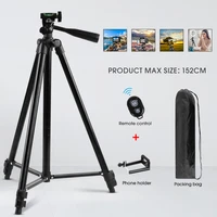 152cm black tripod extendable portable selfie tripod support with remote shutter and hangbag for mobile phones travel photograph