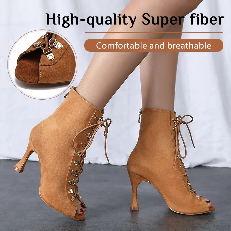 Hipposeus High Quality Suede Leather Sole Dance Booties Bachata Latin Dance Shoes Salsa Argentine Tango Professional Wholesale