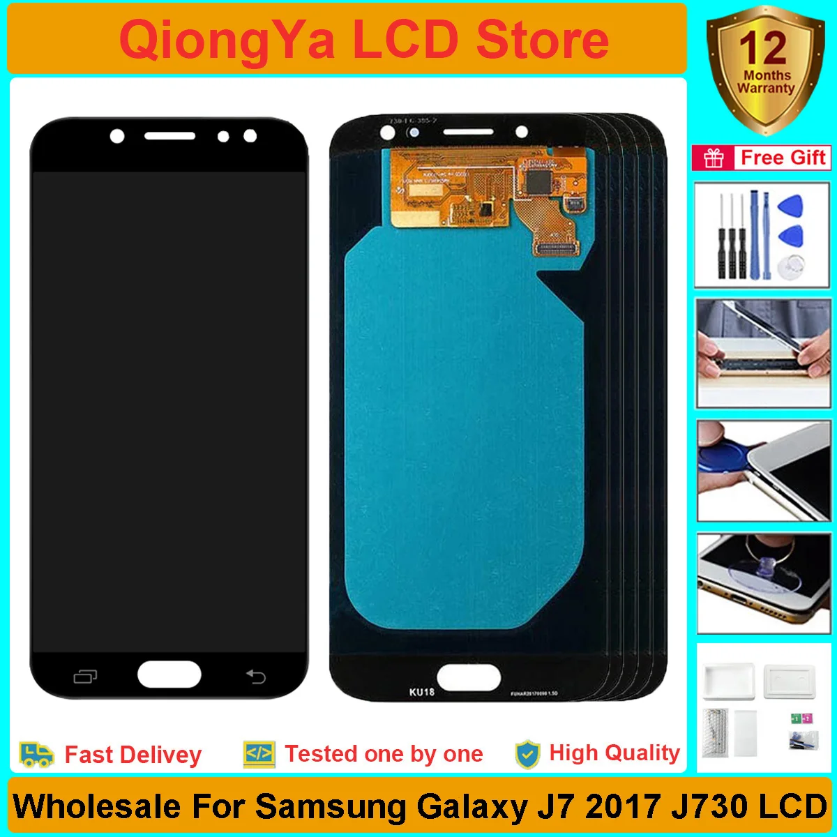 Enlarge Wholesale 3/5 Pieces LCD For Samsung Galaxy J7 Pro 2017 J730 SM-J730F J730FM J730G/DS Display + Touch Screen Digitizer Assembly
