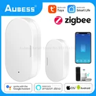 Датчик двери Aubess Tuya ZigBee, смарт-детекторы открываниязакрытия дверей, датчик окон, работает с приложением Smart Life Alexa Alice Google Home