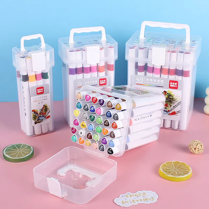 

12/24/36/48 Colors Double-Headed Marker Pen Washable Graffiti Stationery Pen Set Art Markers School Office Supplies Markers Set