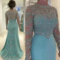 wd209 sheath prom dresses long sleeve beads appliqued evening party gown custom made
