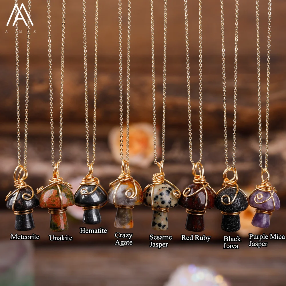 Цепочка с подвеской в виде гриба кристаллами