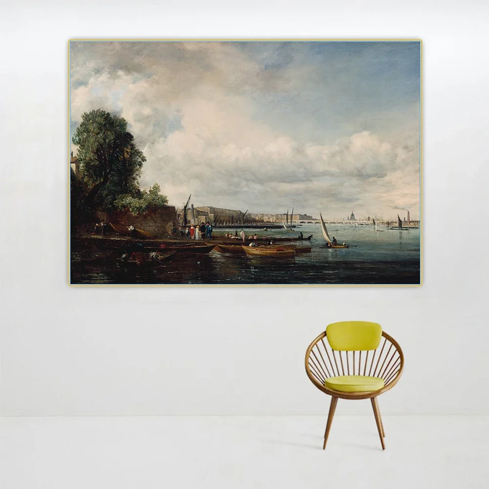 Citon John Constable 《Waterloo Bridge》холст Картина маслом Искусство Плакат Фон Настенный Декор