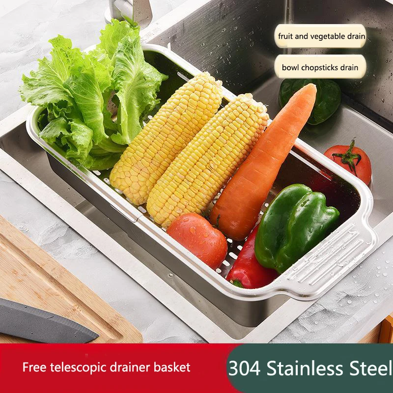 

Выдвижная полка для слива 304 Φ, сливная корзина для мытья овощей, бытовой держатель для ножа, вилки, фильтра бассейна