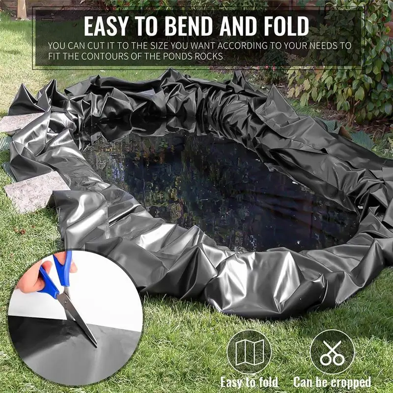 Фото Пленка для пруда ABHI-7X10 футов, HDPE, утолщенная, для наружных прудов, для водопадов, черная. №4