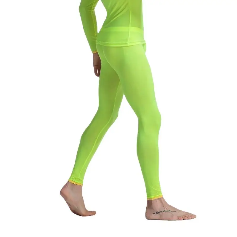 CLEVER-MENMODE Men Sexy Ultra Thin Stretch Underwear Transparent Pouch Ice Silk Long Johns Pants Mens Pajamas Bottoms Sleepwear