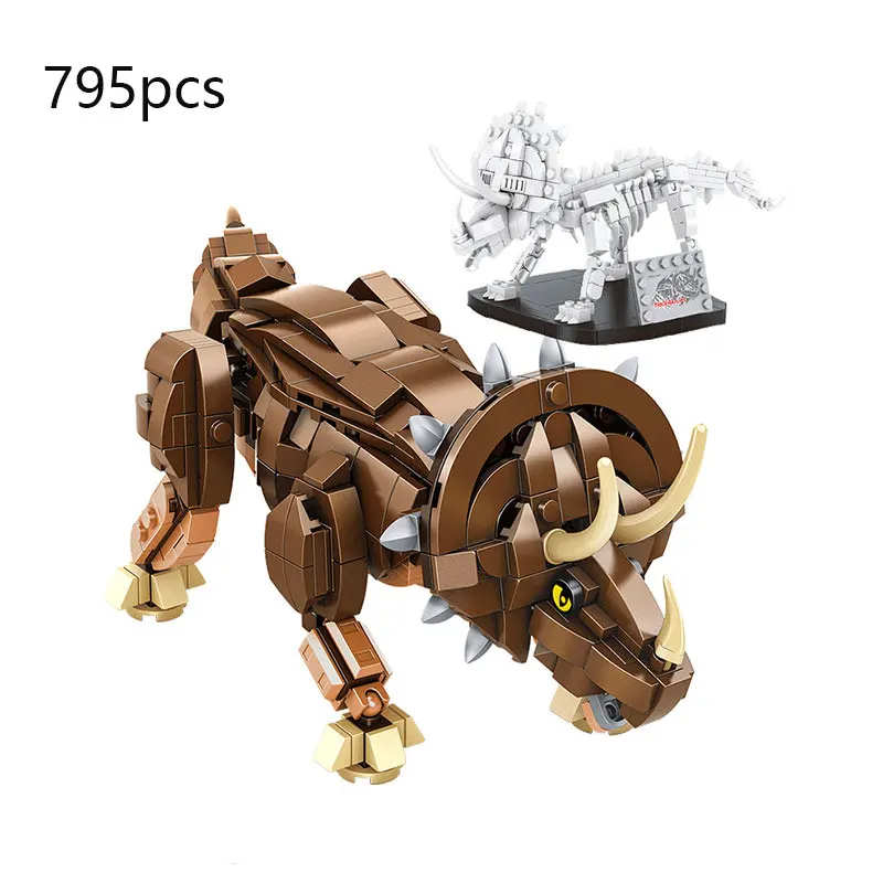 

Конструктор MOC «Древние животные», строительные блоки, трицератопс, мальчик, сборная игрушка-динозавр, кирпич, детский подарок, майнкрафт, и...